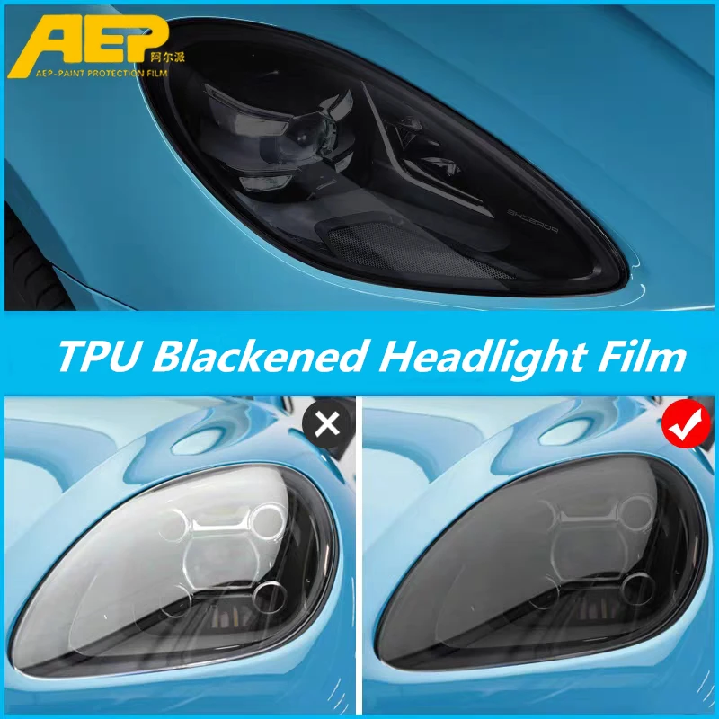 

AEP TPU Blackened Car Headlight Sticker Anti-scratch Film for Porsche Macan Cayenne Panamera 718 911 Boxster Cayman Accessories