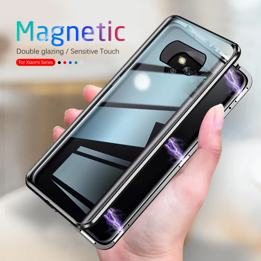 Aluminum Magnetic Metal Bumper Double-Side Glas Flip Cover For Xiaomi Poco X3 Pro PokoX3 X3Pro 6.67" Protection Case Coque Shell |