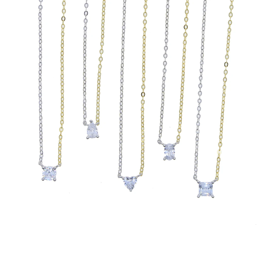 Простое двухцветное ожерелье из серебра 925 пробы с подвеской в виде капли 5 А