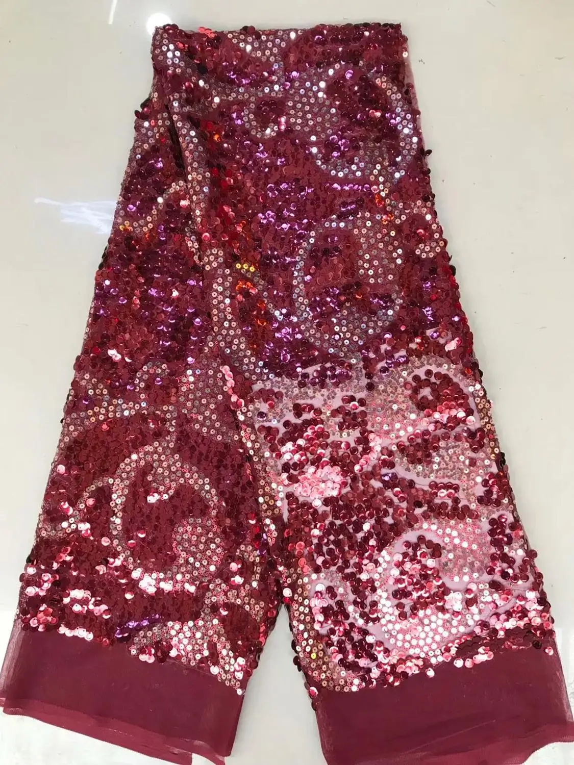 Горячая Распродажа милая стильная кружевная ткань с розовыми пайетками и