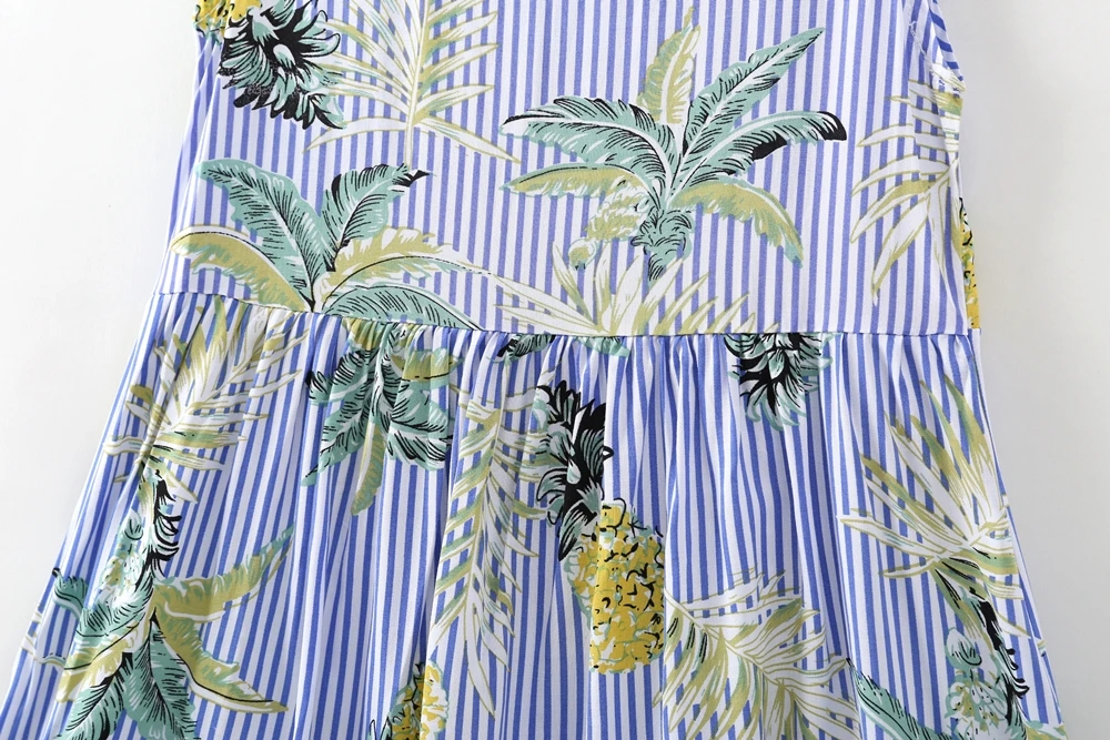 

New Summer Cool Baby Girls Dresses Cotton Clothes Sleeveless Striped Pineapple Printed Kids Pretty Casual Clothing Cute Dress