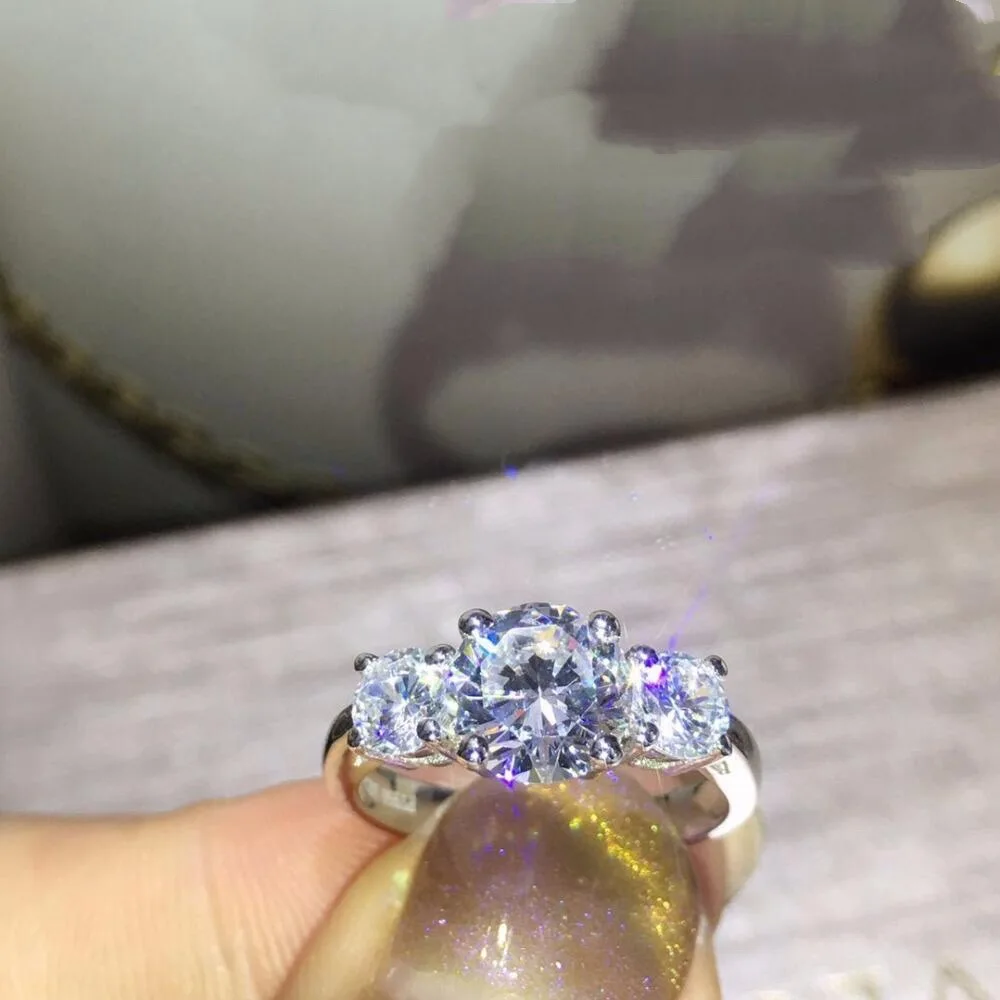 

TR011 925 пробы серебро 1,5 карат nscd Искусственный драгоценный камень Обручальное кольцо