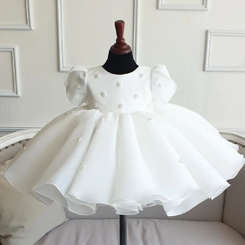 

Girls Princess Dress For 1st Birthday Party Wedding Kids Pearl Dresses For Girls Toddler Baptism Dresses Lace Teenager Ball Gown