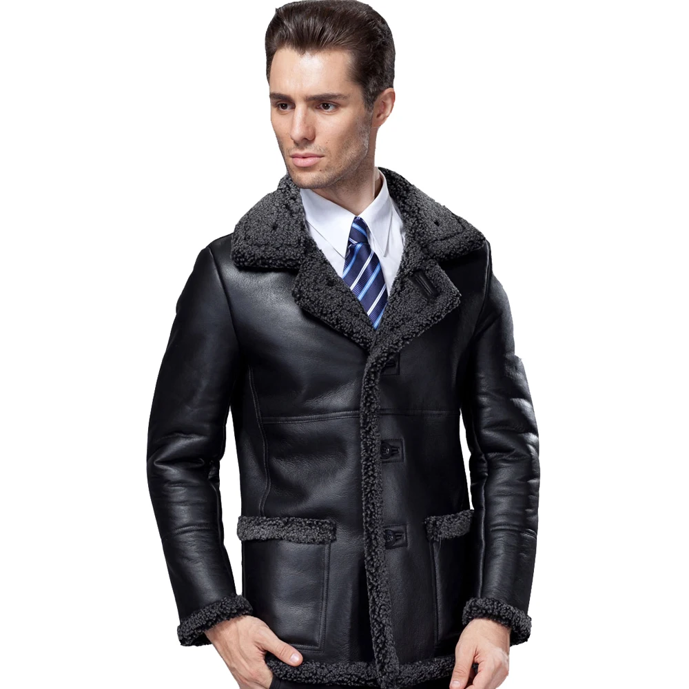 Мужское толстое пальто из натурального меха черная желтая замшевая куртка