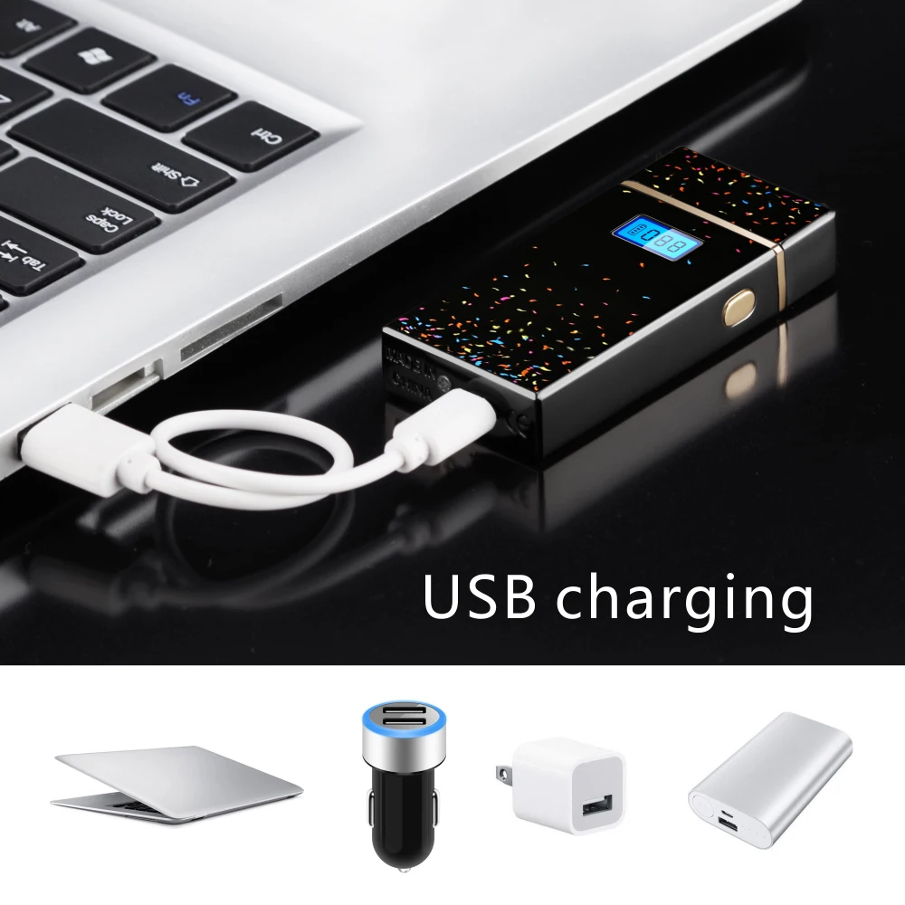 Новая электрическая зажигалка с гнездом usb дисплей питания металлический перезаряжаемый прикуриватель двойной для Плазменно-дуговой зажигалки гаджеты для мужчин Gfit