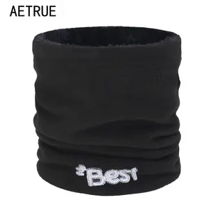 Мужские и женские вязаные шарфы, шаль для мужчин и женщин, зимний шарф, теплая шапка с колечком, однотонные флисовые зимние шарфы для мужчин