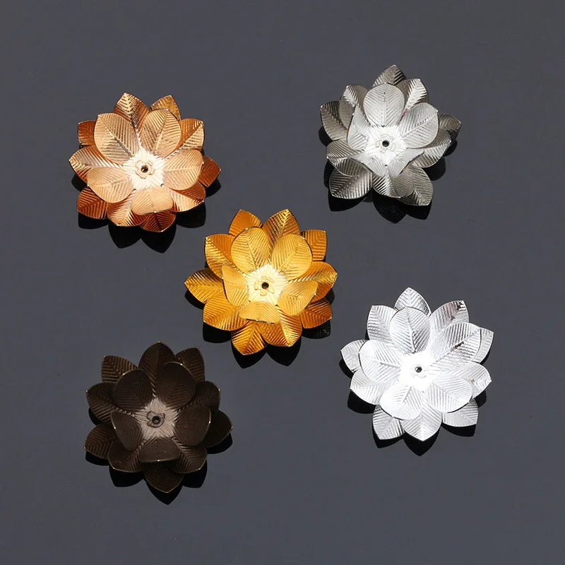 Mibrow 5 шт./лот золотистые серебристые 26 мм медные шапочки для бусин в форме цветка