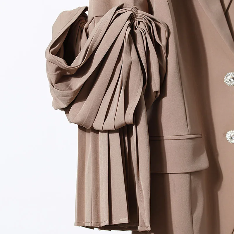 

SeeBeautiful Casual Loose Blazer Coat Notched Collar Pile Up Sleeve Single Breasted Pockets New Fashion 2021 Spring Women E166