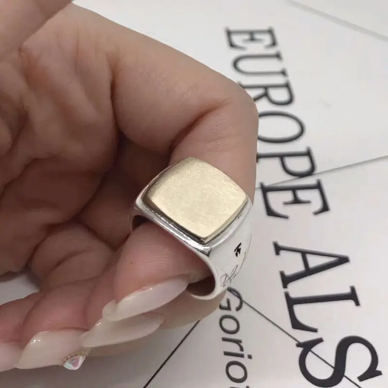 

2018 New Solid Silver 925 Simple Design Rings For Men Women Wide Band With Brass Top Fashion 925 Sterling Silver Jewelry Gifts