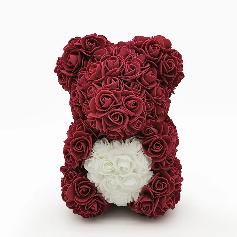 

Hot Gifts 25cm DIY Artificial Rose Bear With Hearts