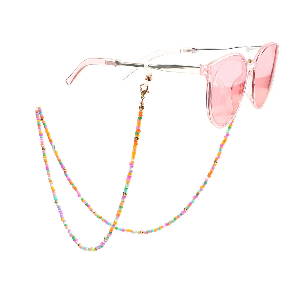 

Colorful Seed Beads Glass Chain Vintage Women Face Mask Holder Rope Non-slip Lanyard Butterfly Neck Hang Strap for Girl Children