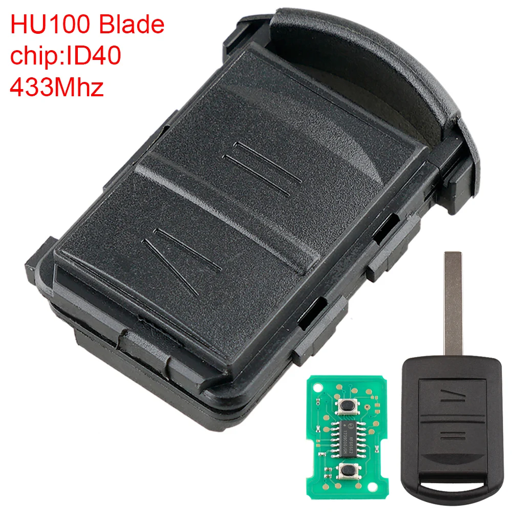 433 МГц 2 кнопки Автомобильный Дистанционный ключ с чипом ID40 и лезвием HU100 подходит
