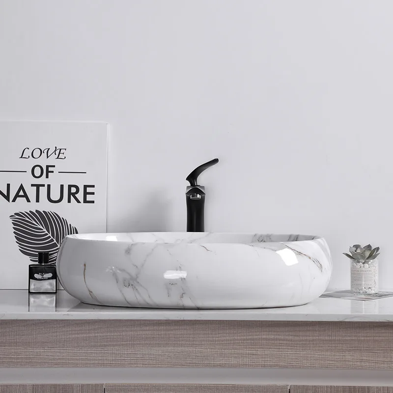 Художественная керамическая раковина Ovel над стойкой для дома ванной комнаты с