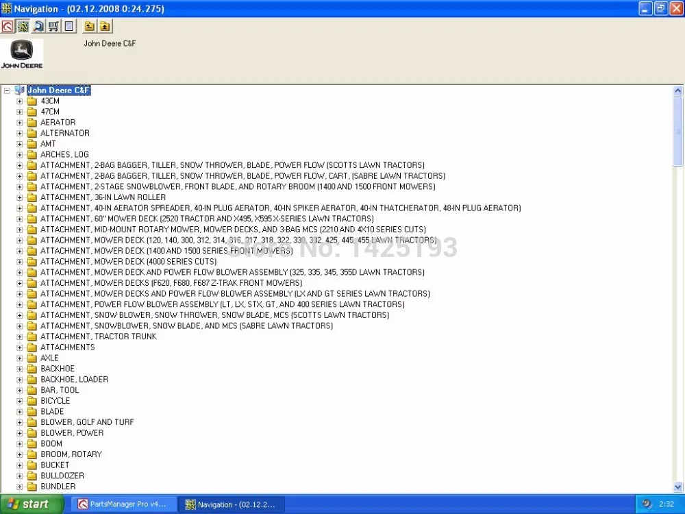 

Электронные запчасти John ( Construction & Foresty), диспетчер по запчастям CF Pro 2016, идентификационный каталог