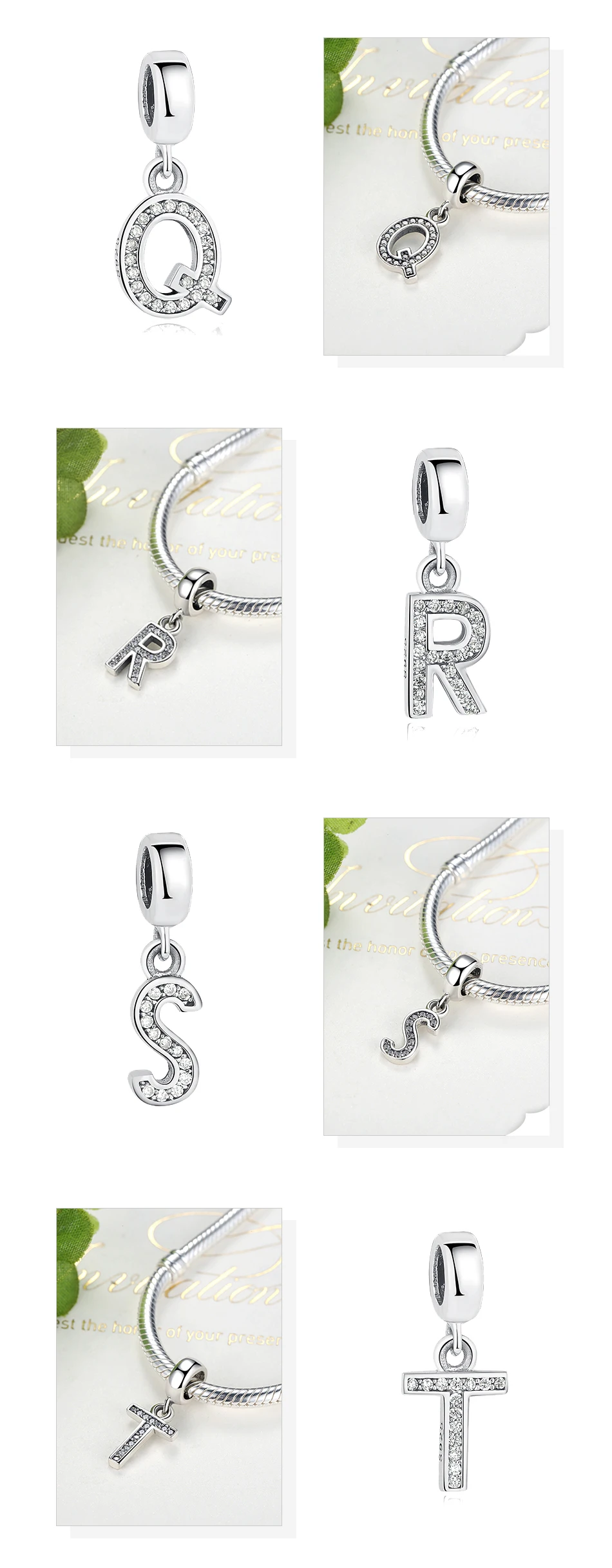 BELAWANG 925 пробы серебряные бусины с буквами, подходят для Pandora, подвески, серебро 925,, кристалл, алфавит, A-Z, подвеска с буквами