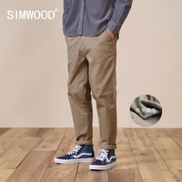 simwood 2021 spring winter new fleece liner warm pants men straight casual trousers plus size comfortable brand clothing