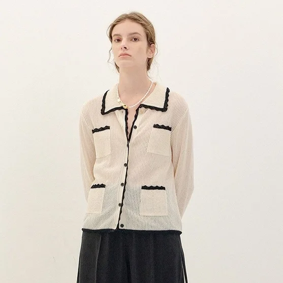 

Женский вязаный шерстяной кардиган, тонкий шерстяной кардиган с несколькими карманами для ранней осени, 2021