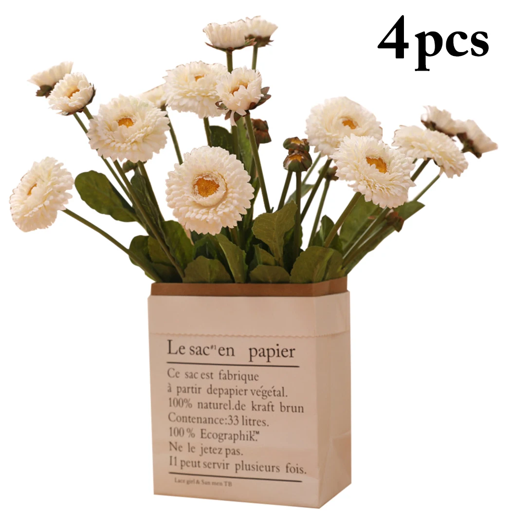 

4pcs 3 Head Calendula Officinalis Bouquet Chrysanthemum Wedding Home Decoration Artificial Flowers Silk Flowers Home Decor