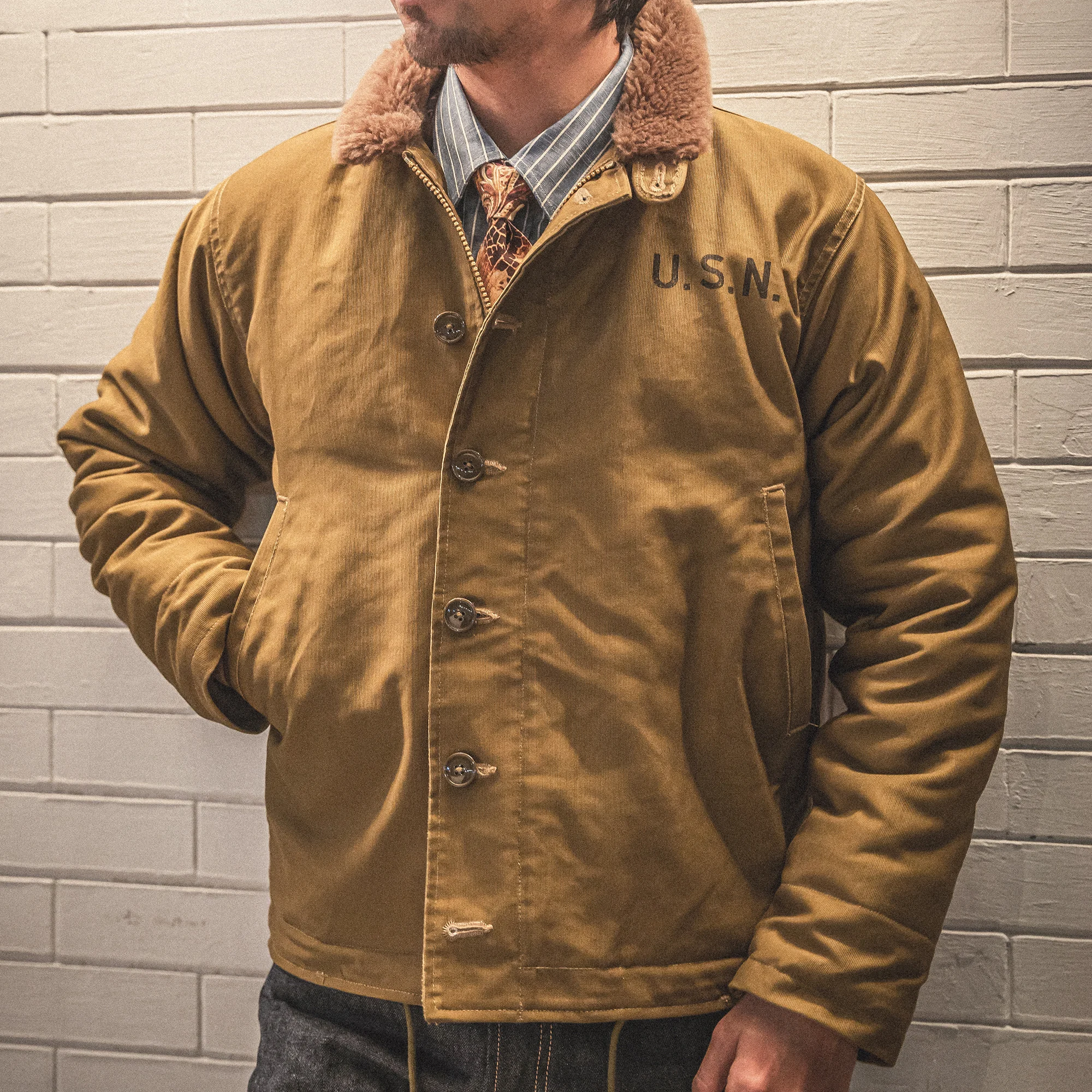 

RTN1 Red Tornado US Big Size Vintage Loose Fitting Super Quality Cotton Fabric 100% Wool Lining & Collar N1 Jacket