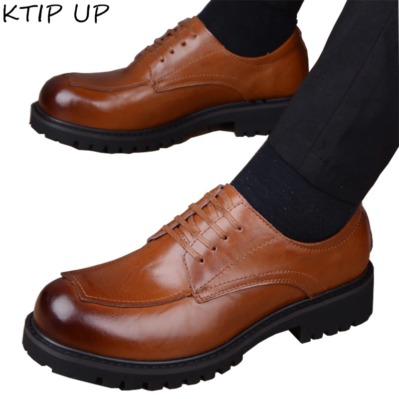 Мужские деловые повседневные кожаные туфли коричневые классические из
