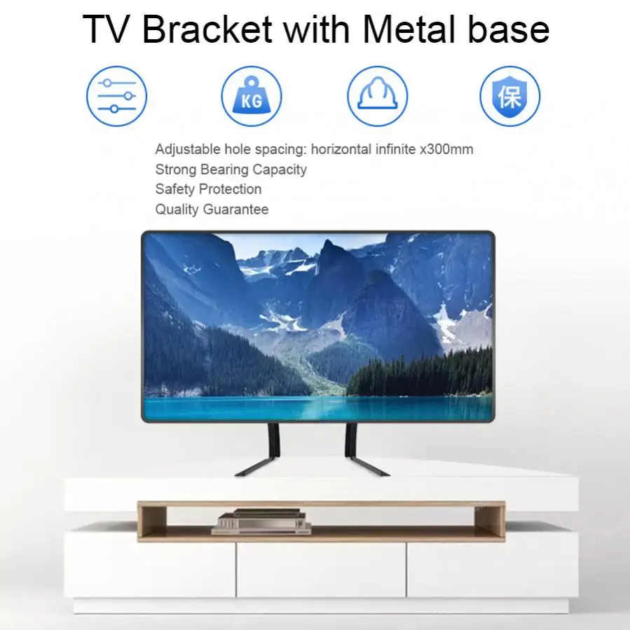 26''-43" 25KG TV Stand Base Bracket for Plasma LCD Flat Screen Height Adjustable Monitor Mount Anti-Skid Rubber | Электроника