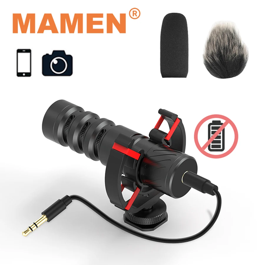 

MAMEN MIC-08 Aluminum Alloy Shotgun Cardioid Video Microphone for Smartphone Canon Nikon DSLR Camera Vlog Recording Microphone