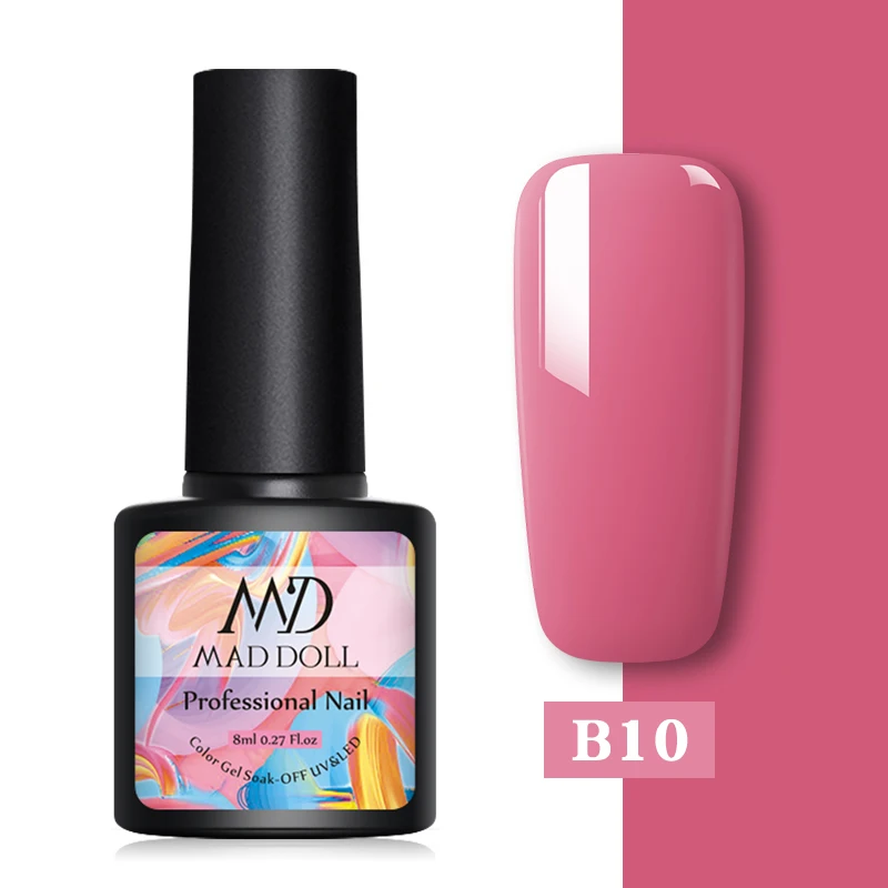 B10 MAD DOLL 1 бутылка 8 мл меняющий цвет УФ Гель-лак блестки термальный гель для ногтей отмачиваемый Гель-лак для нейл-арта лак 14 цветов - Цвет: B10