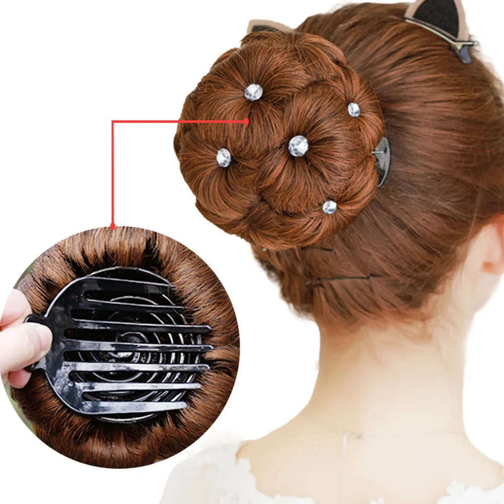 

Messy Bun Hair Scrunchies with Rhinestones Curly Messy Bun Hair for Women Natural Elegant Chignon Hair Extensions