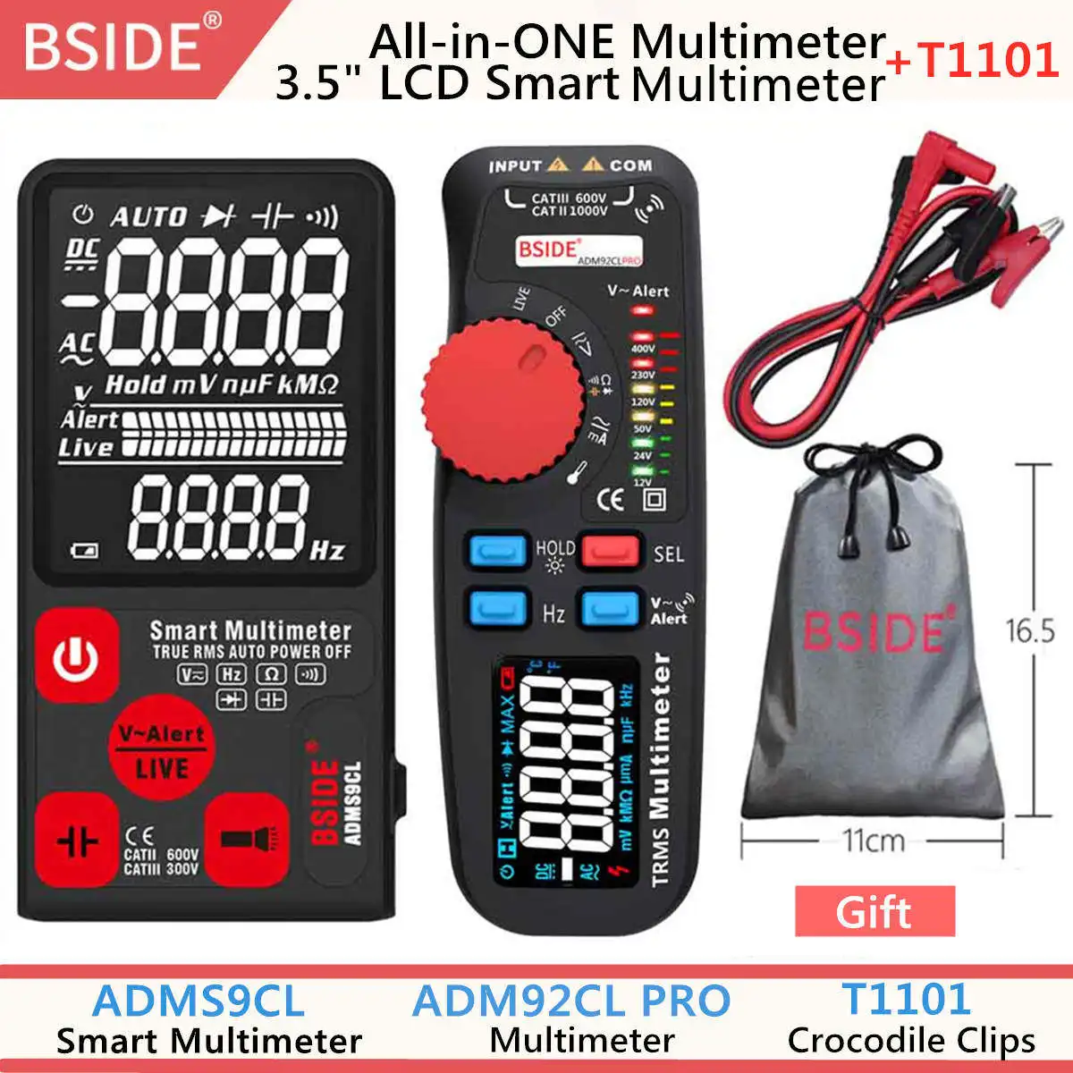 ADMS9CL-ADM92CLPRO BSIDE ADMS7 Напряжение тестер 3,5 ''большой ЖК-дисплей цифровой Смарт мультиметр 3 он-лайн Дисплей TRMS 6000 отсчетов DMM с Аналоговая гистограмма - Цвет: ADMS9CL-ADM92CLPRO