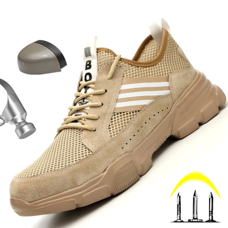 

Защитные рабочие ботинки из дышащей сетки для мужчин и женщин, неразрушаемые, со стальным носком, защита от прокалывания, Прямая поставка