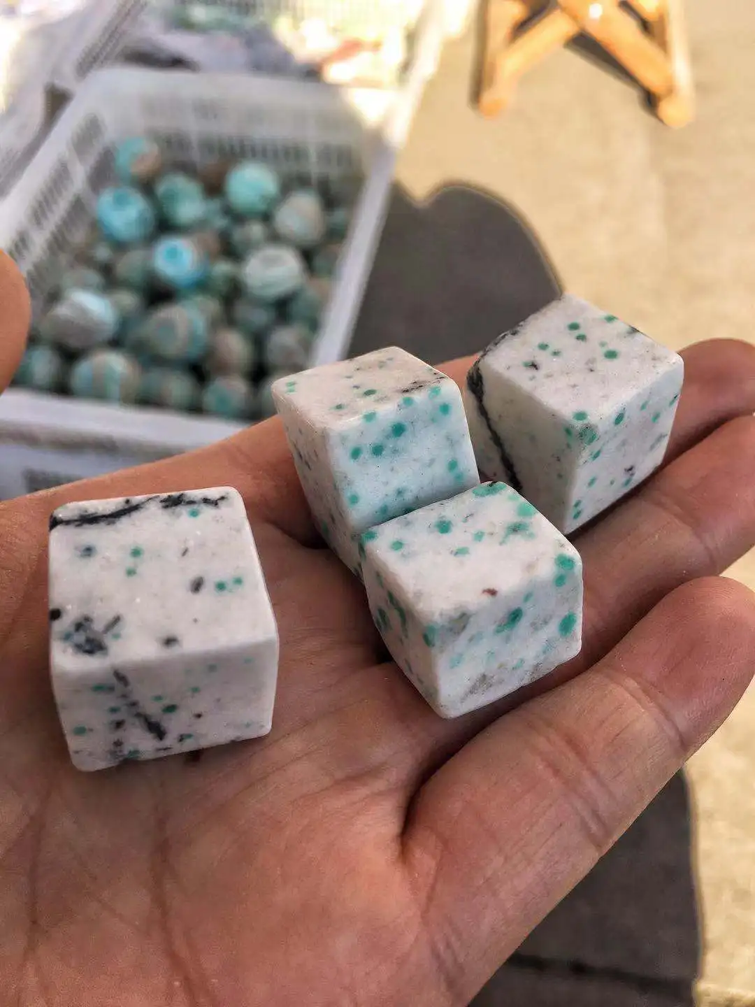 

Natural crystal K3 stone carved square gravel stone for playing