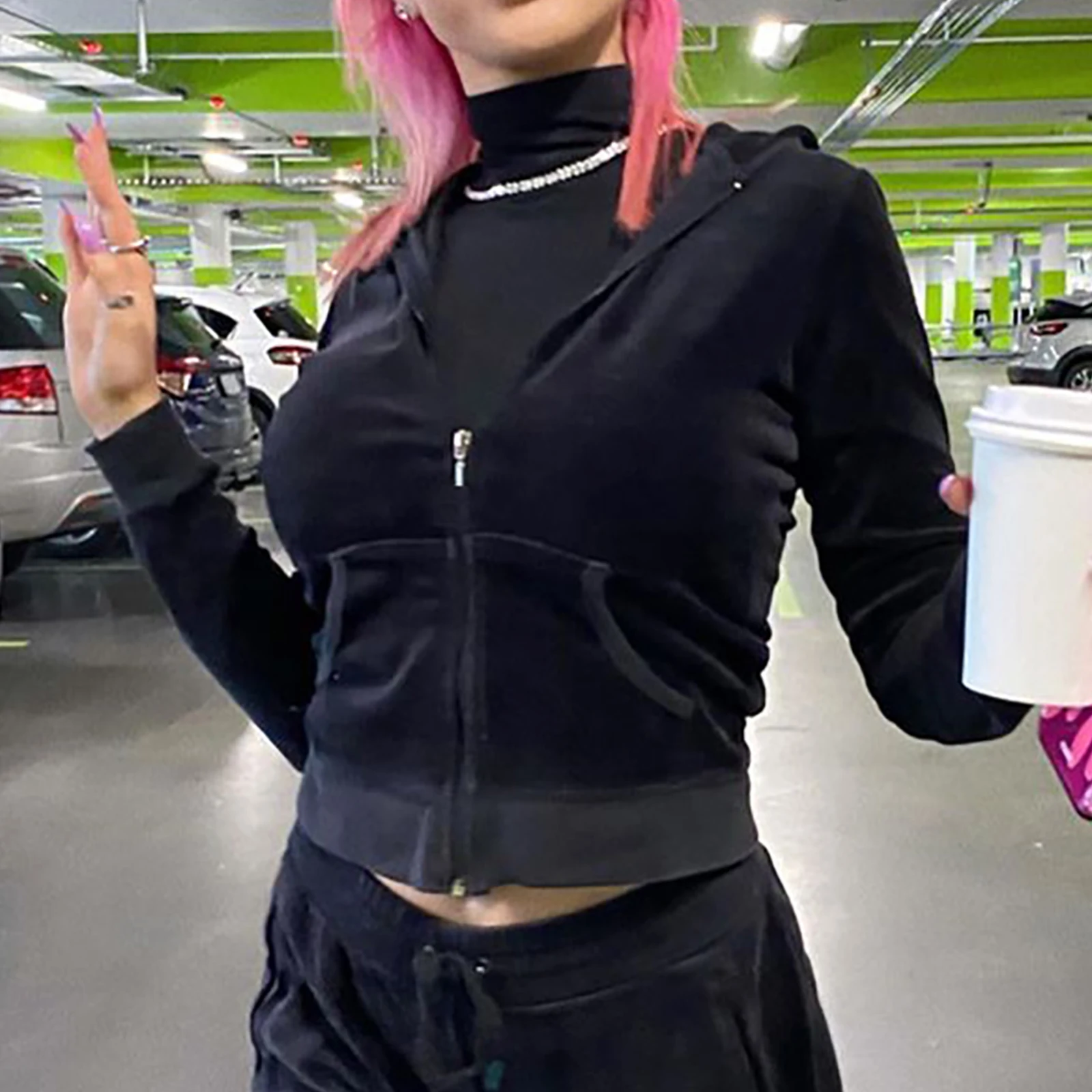 

Female Coat Women\u2019 s Solid Color Long Sleeve Hooded Outerwear with Pockets for Spring Fall Coffee/Black S/M/L/XL