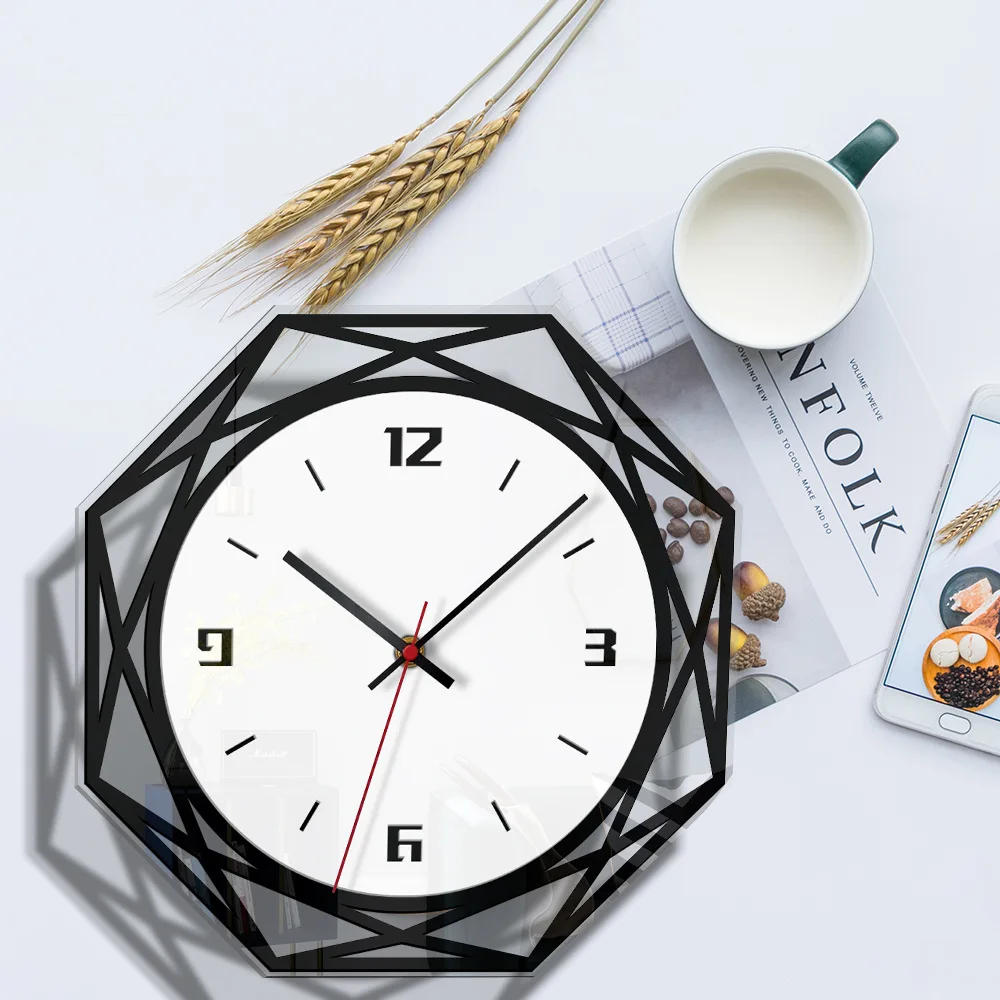 

Home Decoration Acrylic Wall Clock Creative Black And White Transparent Clock Living Room Library Clock on Behalf
