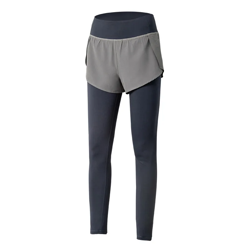 

Yoga Pants Fake Two-piece Trousers Sports High Waist Hip Pocket Leggings Gym Fitness Ladies Running Stretch Leggings