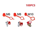 100 шт., колпачки для гидравлической смазки, красные, M6, M8, M10