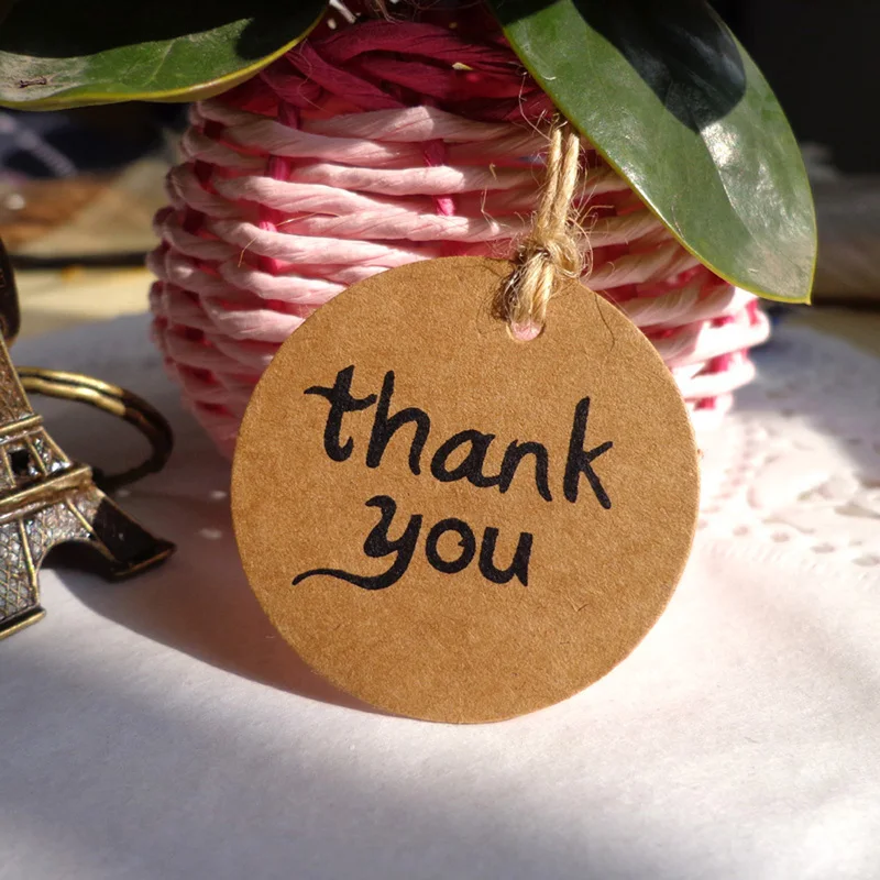 100 шт круглая крафт-бумага спасибо подарок Висячие бирки ручная безумная бирка