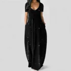 Платье женское длинное с принтом звезд и неба, повседневный длинный сарафан с коротким рукавом, пикантная вечерняя одежда, пляжная одежда, на лето