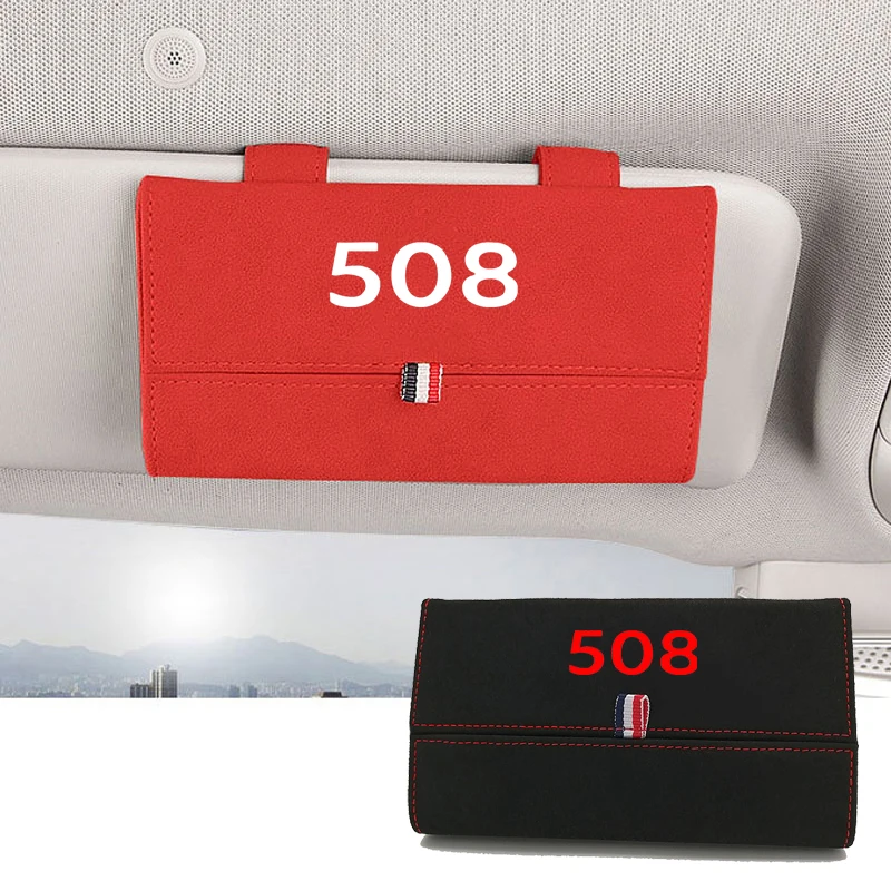 

1pc For Peugeot 508 Flocking Car Glasses Box Storage Holder Auto Sunglasses Case Sunglasses Holder Organizer Accessories