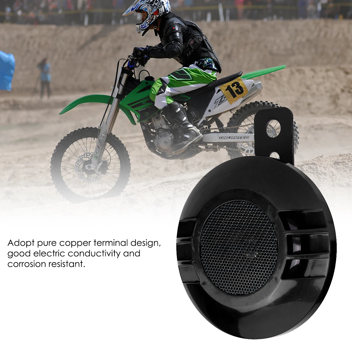 

110dB 430HZ Loud Electric Snail Horn Loudspeaker Universal for 12V Motorcycle Car Black waterproof and sand-proof