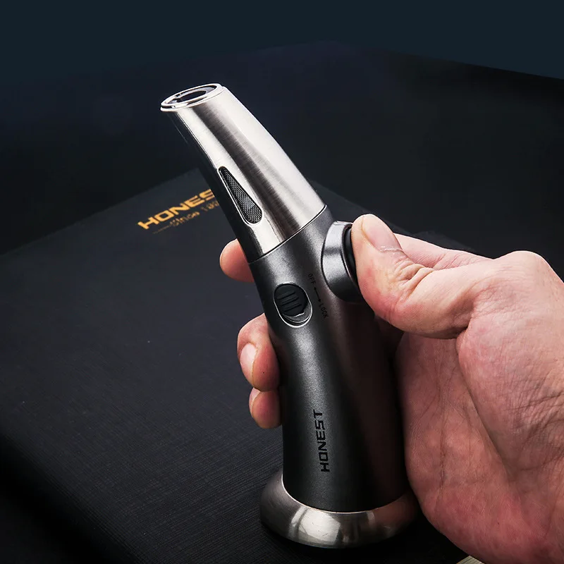 Honest Table Blow Torch Lighter Refillable Windproof Straight Flame Jet Gun Lighters with Fire Lock Free Your Hands for Cooking | Дом и сад
