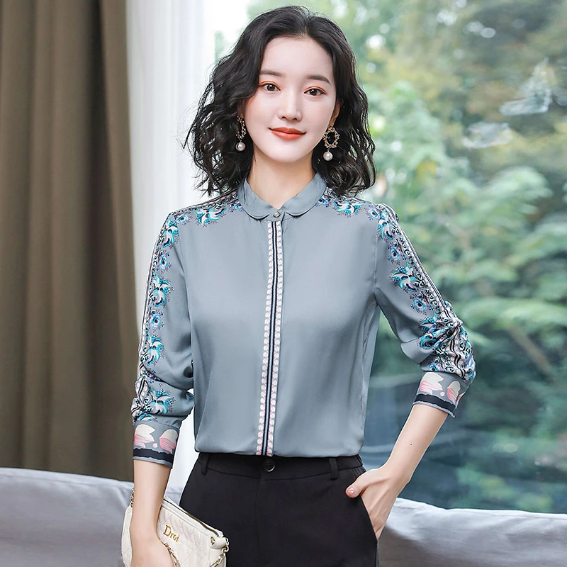

Korean Fashion Silk Women Blouses Office Lady Shirts Satin Long Sleeve Womens Tops and Blouses Plus Size XXXL Blusas Largas
