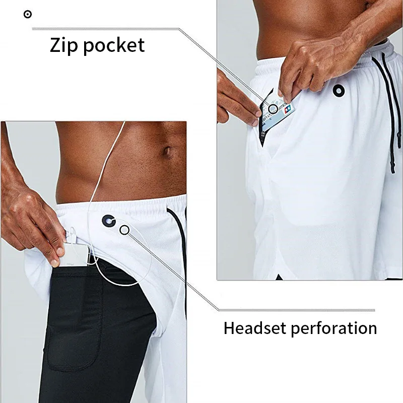 Шорты мужские спортивные двухслойные дышащие эластичные быстросохнущие для