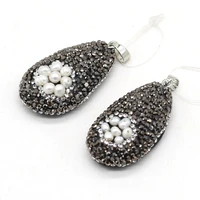 6pcs wholesale natural semi precious stone drop shaped pearl pendant making diy fashion necklace bracelet jewelry accessory gift
