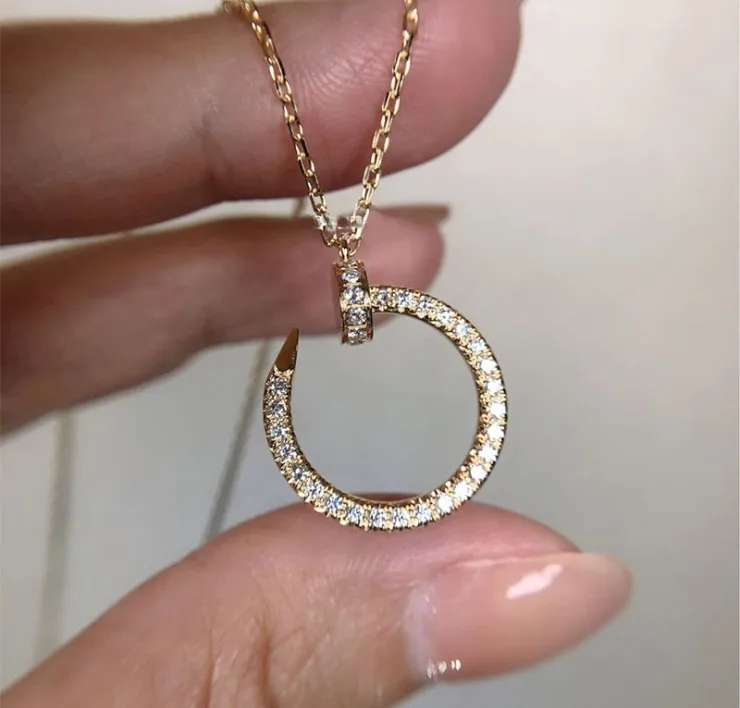 Новое Женское Ожерелье для ногтей Seiko геометрический дизайн кристаллы на цепочке