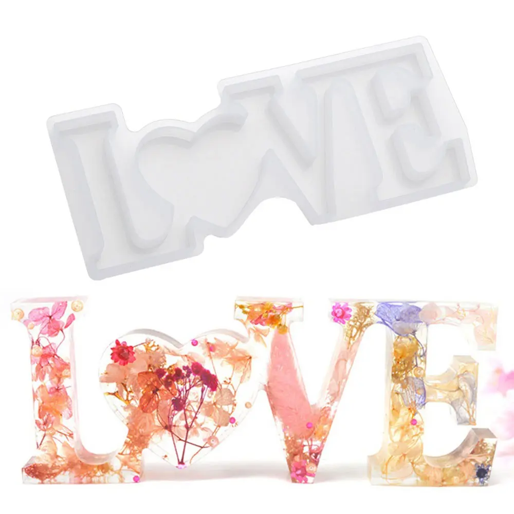 

DIY FAMIIY Word Crystal Epoxy Mold English Home Decoration Table Set Word Silicone 3 Sizes Transparent Crystal Epoxy Resin Mold