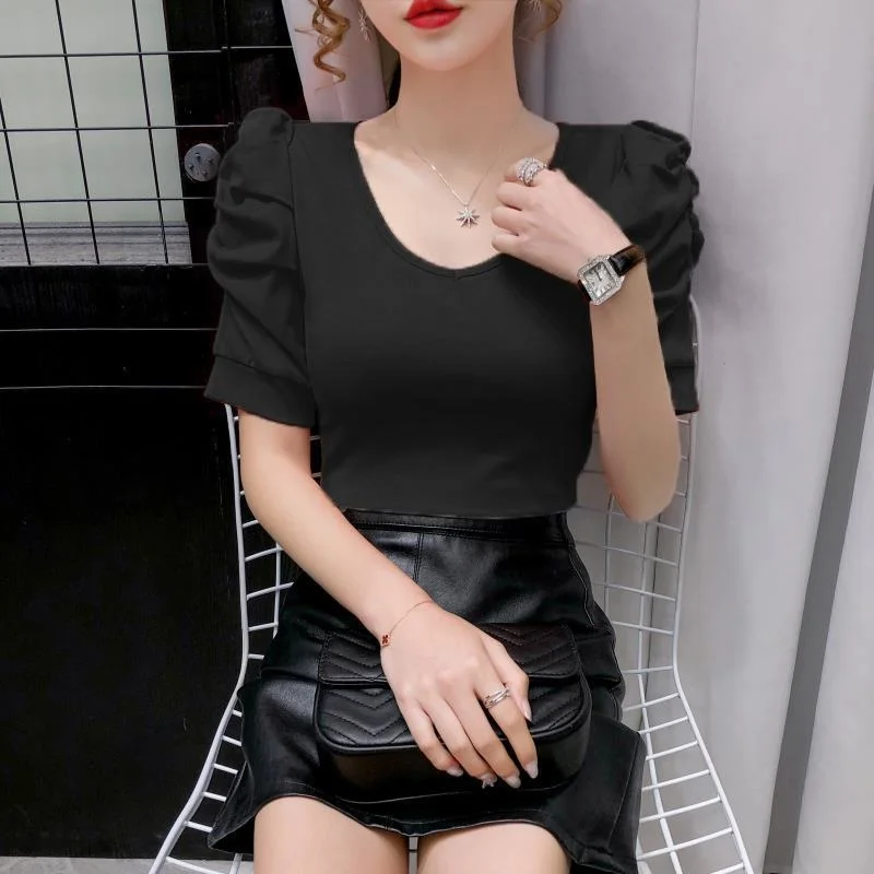 

Блузка женская с V-образным вырезом и рукавами-фонариками