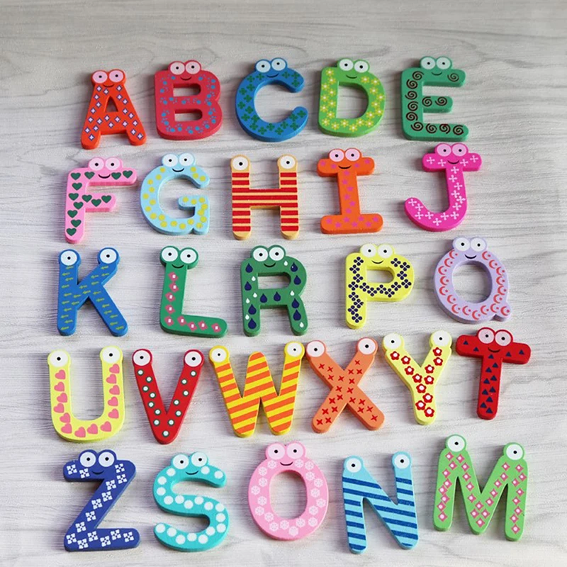 

26 Letters Kids Wooden Alphabet Fridge Magnet Child Educational Toy