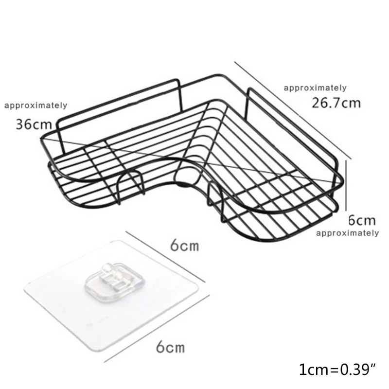 

Kitchen Bathroom Corner Frame Basket Organizer Shower Shelf Wrought Iron Shampoo Storage Rack Holder With Suction Cup