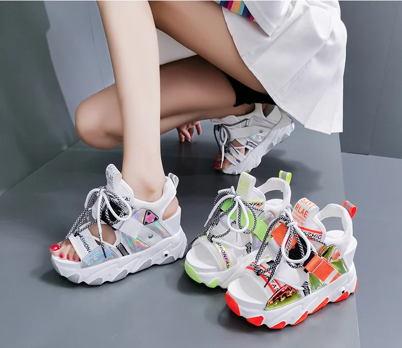 

Women Platform Sandals Open Toe High Heel Roman Shoes Summer 2021 Beach Casual Fish Mouth Wear-resistant Sewing Ladies Sandals