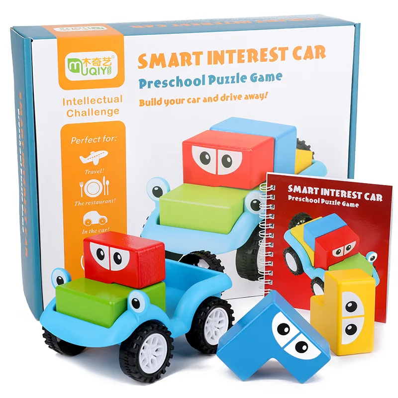 

Children Wooden Variety Car Puzzle Creative Funny Games For Kids Challenge With Solution Interactive Montessori IQ Training Toy
